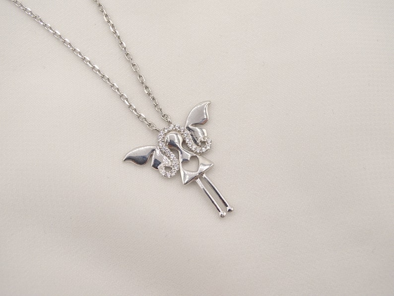 925 Sterling Silver Fairy Girl Necklace Girl Necklace for Kids Cubic Zircon Stones Womens Jewelry Cute Girl Charm Pendant for Girls
