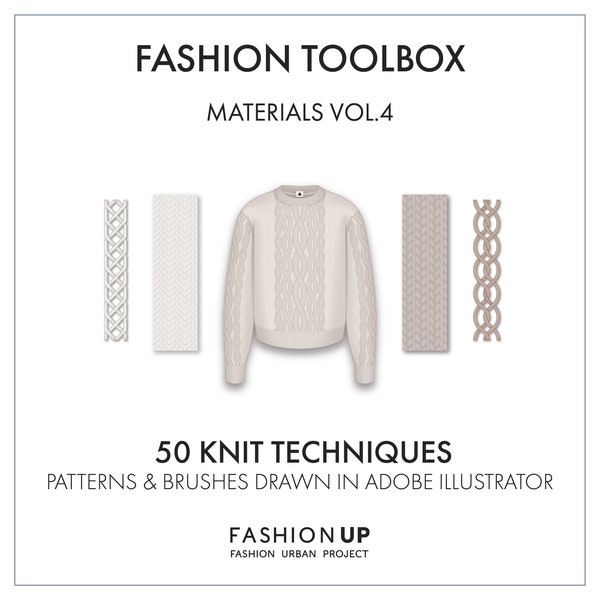 Knitwear Design Vector Pack: 50 Knit Techniques Patterns and Brushes for Fashion Designers & Fashion Illustrators - Istant Digital Download