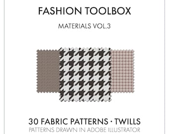 Twill Vector Patterns - Fashion Textile Pattern Template - Instant Download of Illustrator Brushes, Fashion Flats and Pattern Designs