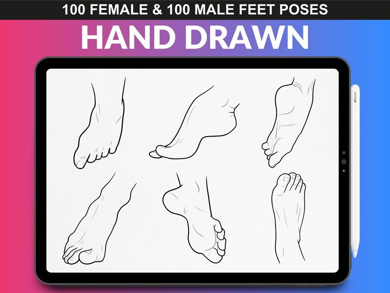 200 Feet Stamps for Procreate – Procreate Brushes for Anime, Body Poses ...