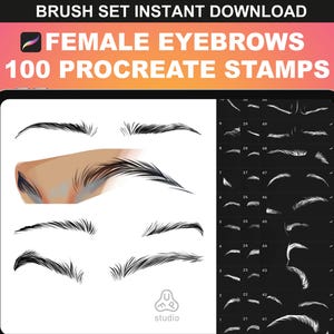 100 Procreate Eyebrow Stamps | Portrait & Anime Brushes Set for Procreate