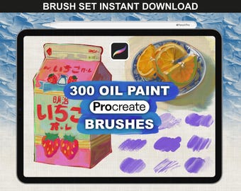 Pinceles de óleo para Procreate: 300 pinceles de impasto, sellos de óleo y texturas de lienzo realistas para Procreate