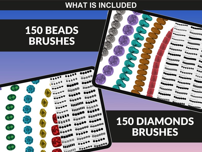 Beads Brushes and Diamond Procreate Brushes for garment detailing fashion illustrations and jewelry effects by FUPstudio