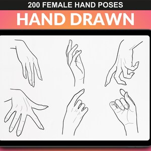 Detail view of female hand poses from the FUPstudio set. 200 unique illustrations to enhance your digital art with Procreate.