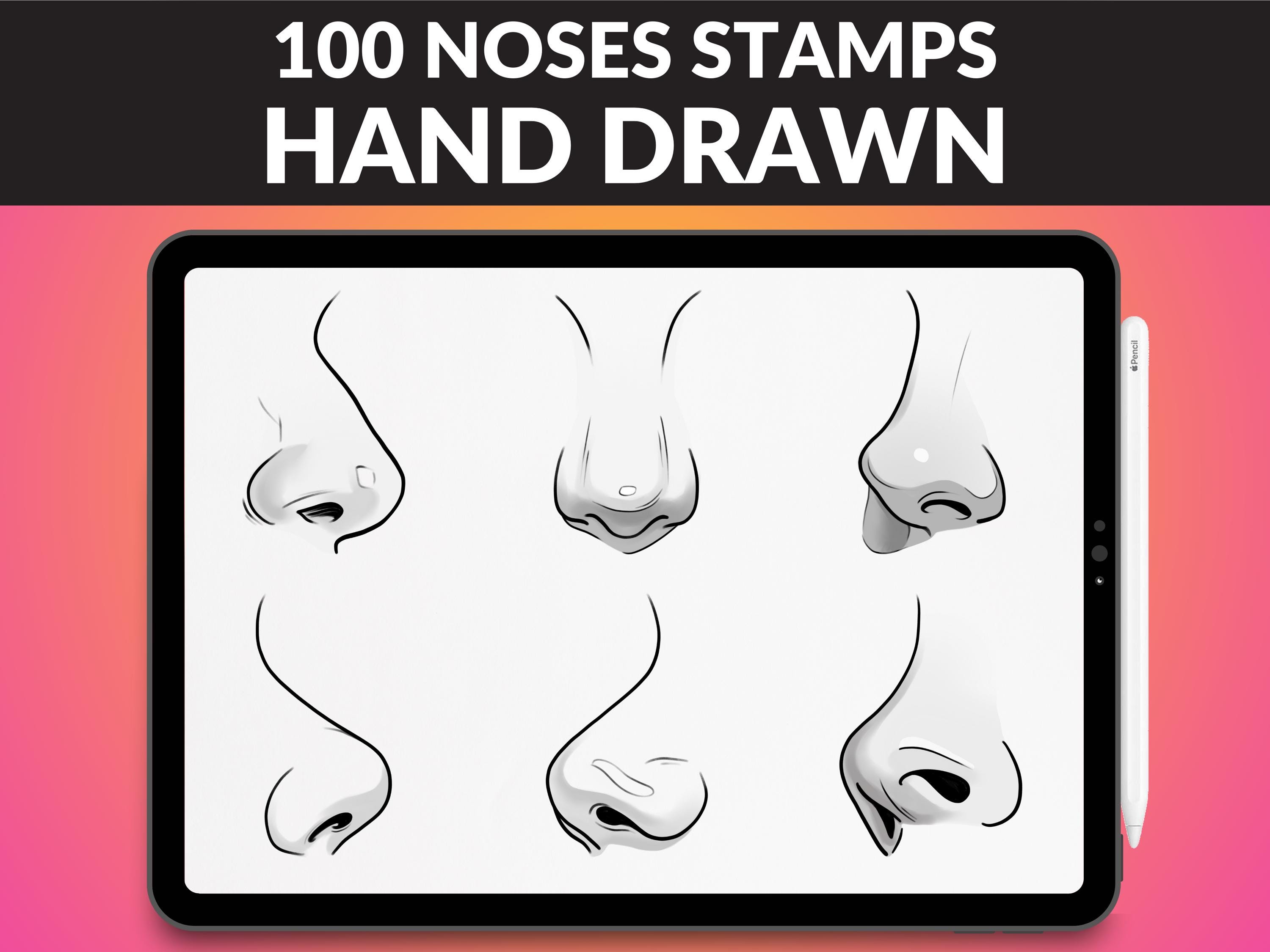 Procreate Nose 100 Procreate Nose Stamps | Realistic Noses Brush Set for Anime ...