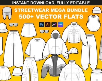 Streetwear Mockups & Fashion Vector Bundle Pack - Fashion Design Tech ...
