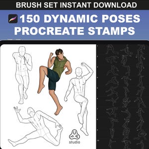 Procreate Male Body Poses Brush Set – Anime Procreate Brushes for Drawing Body Pose Stamps, Male Anatomy Drawing Digital Art
