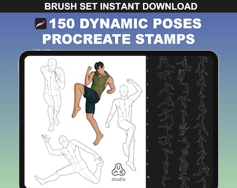 Procreate Male Body Poses Brush Set – Anime Procreate Brushes for Drawing Body Pose Stamps, Male Anatomy Drawing Digital Art