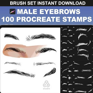 100 Procreate Eyebrow Stamps | Portrait & Anime Brushes Set for Procreate