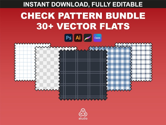 Check Fabric Patterns & Textile Design, Vector Patterns for Tech Pack and Fashion Design. Illustrator Brushes and Patterns Instant Download