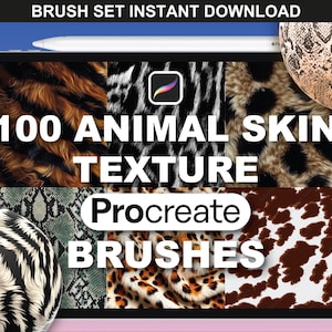 100 Animal Skin Procreate Brushes - Cheetah, Crocodile, Jaguar, Giraffe Print & Animal Texture Stamps for Fashion and Digital Art