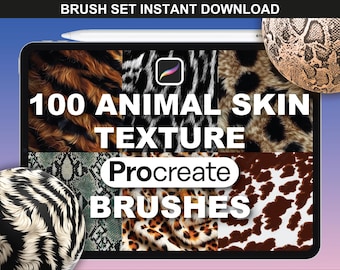 100 Animal Skin Procreate Brushes - Cheetah, Crocodile, Jaguar, Giraffe Print & Animal Texture Stamps for Fashion and Digital Art