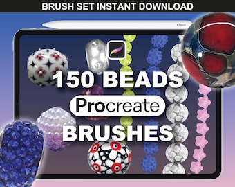 150 Procreate Jewelry Stamps, Bead Brushes, Procreate Gemstones & Diamond Stamps, Jewelry Procreate Brushes