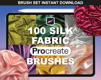 100 pinceles para tela de seda Procreate. Pinceles con textura de satén y seda para diseño de moda, arte digital y pinceles de seda Procreate.
