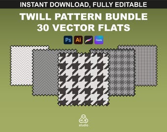 Twill Fabric Patterns - Fashion Textile Pattern Template - Instant Download of Illustrator Brushes, Fashion Tech Pack and Mockups
