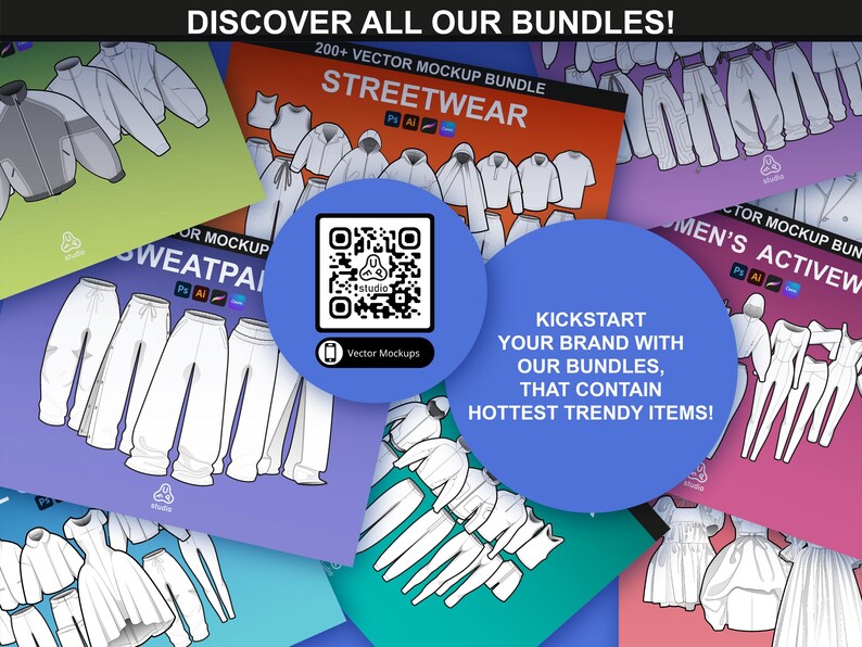 Pants Mockup & Sweatpants Vector Mockups Bundle - Fashion Design Tech ...