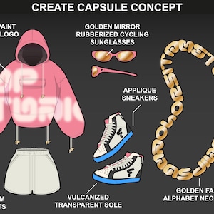 FUPstudio streetwear mockups showing tops, pants, and footwear templates for clothing design and tech pack creation.