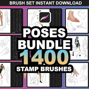 Más de 1400 pinceles para Procreate: conjunto de pinceles de poses corporales para dibujos de Procreate / Descargas instantáneas de Procreate