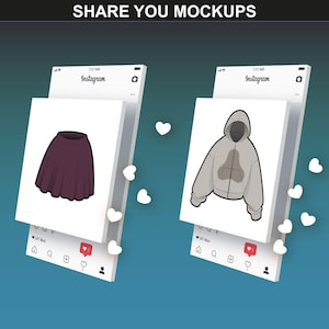 Streetwear mockups styled for Instagram presentations, featuring a skirt and hoodie design, part of the FUPstudio vector bundle.