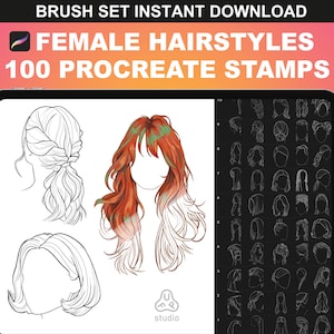 100 Procreate Hair Stamps | Realistic Hair Brush Set for Anime & Portraits