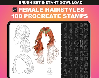 100 Procreate Hair Stamps | Realistic Hair Brush Set for Anime & Portraits