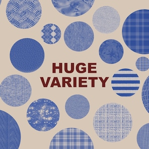Large variety of blue fabric, denim, knit and patterned texture brushes for Procreate, designed for fashion illustration and digital garment design.