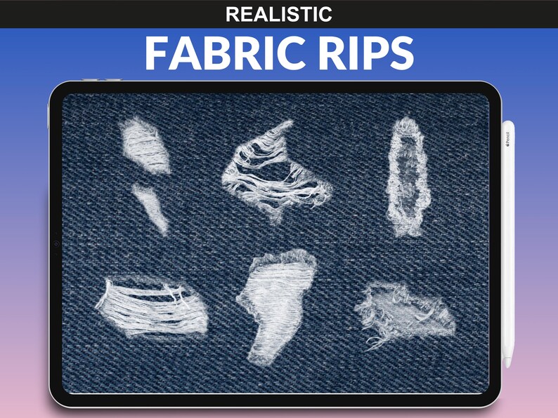 100 Procreate Rips Fabric Brushes – Denim Rips Brushes Procreate ...