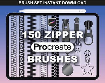 150 Procreate Zipper Brushes – Procreate Zipper Pull Stamps + 49 Zipper Teeth Brushes Procreate Fashion and Anime