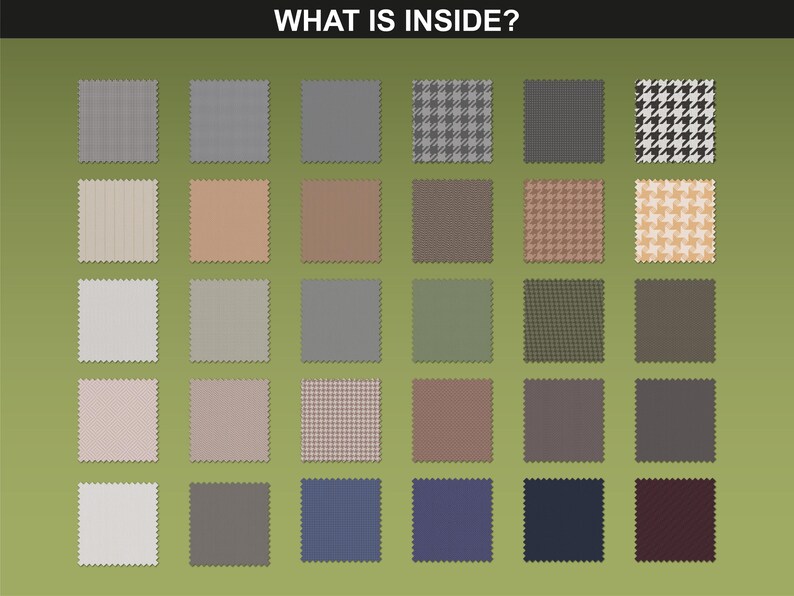 Detailed showcase of all 30 twill pattern designs in muted and vibrant tones.