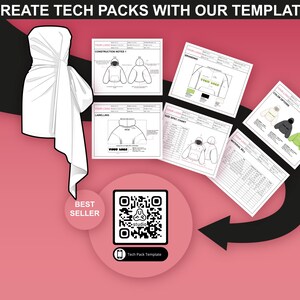 Example of a professional tech pack created with FUPstudio's templates, highlighting detailed dress mockup designs.