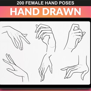 Hand-drawn illustrations of female hand poses from FUPstudio's bundle. Perfect for illustration and character design in Procreate.