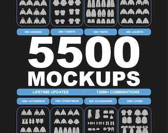 5500 Streetwear-mockups en vectorkledingmodel, Techpack-sjabloon voor kledingmerk en modeontwerp in Adobe Illustrator en Procreate