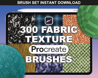 300 Procreate Stoffbürsten Nahtlose Stofftextur Textil-Procreate-Bürsten Modevorlagen Kleidung Stoffbürsten Stricktextur