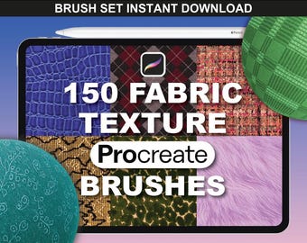 150 Procreate Fabric Texture Brushes – Seamless Textile Brushes Procreate Fashion, Clothing Fabric Brushes Knit Texture