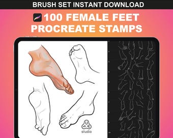 100 Female Feet Stamps for Procreate – Procreate Brushes for Anime, Body Poses, Foot Drawing, Digital Art, Character Illustration