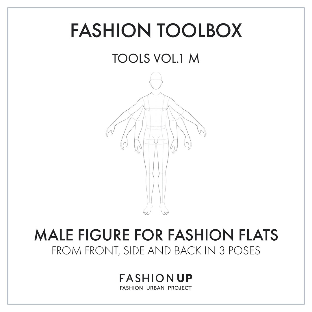 Professional Male Body Templates Fashion Toolbox Tools Vol.1 M AI Design Essentials Etsy