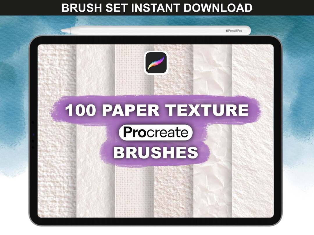 100 Procreate Paper Brushes for Realistic Paper Textures. Watercolor ...