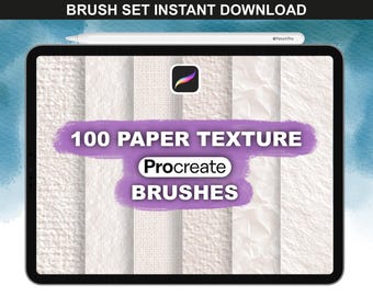 100 Procreate Paper Brushes for Realistic Paper Textures. Watercolor Texture and Paint Canvas. Instant Download.