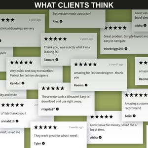 Positive client reviews showcasing satisfaction with FUPstudio pattern bundles.