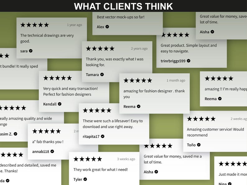 Positive client reviews showcasing satisfaction with FUPstudio pattern bundles.