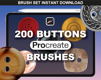 200 Procreate Button Stempel - Procreate Buttons & Procreate Buttons & Pinsel für Tech Pack Templates. Procreate Fashion Pinsel Set.