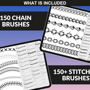 Chains Brushes and Stitches Brushes for Procreate to add detailed trim and seam lines in fashion flats by FUPstudio