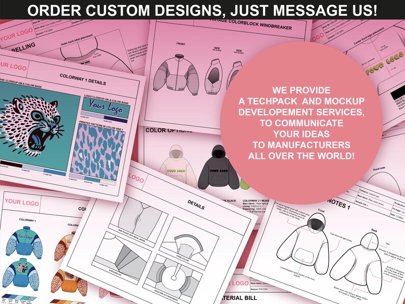 Promotional image showcasing custom tech pack and mockup development services offered by FUPstudio.