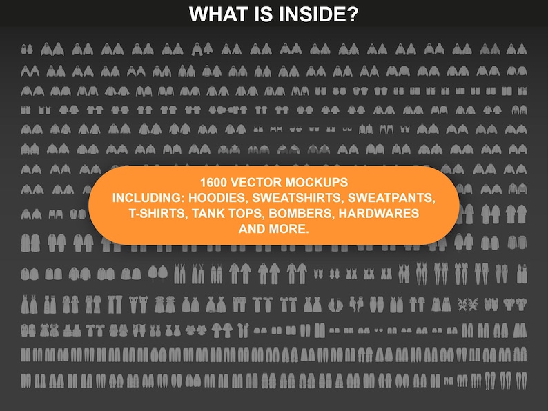 FUPstudio bundle with 1600 streetwear mockups including hoodie mockups, t-shirts, bombers, pants and accessories for clothing design templates