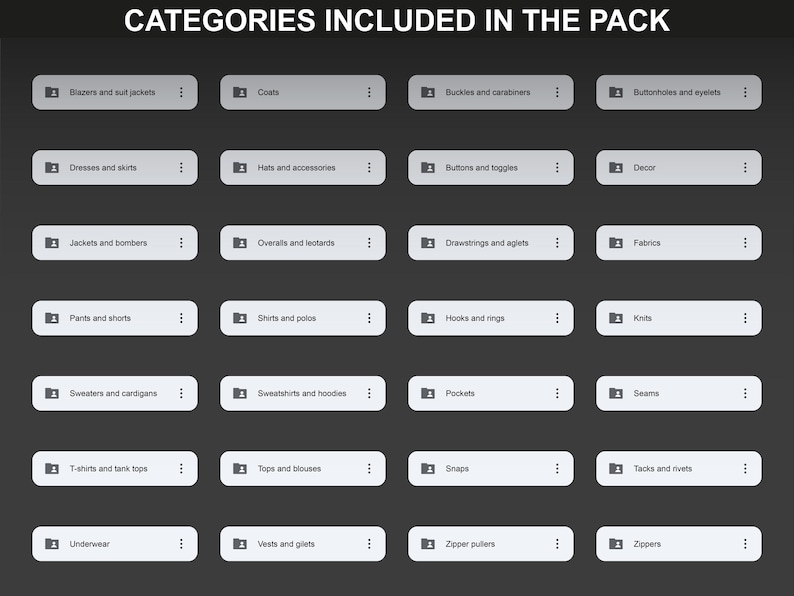 Overview of clothing mockups categories in the FUPstudio streetwear mockup bundle, including tops, pants, tech pack templates and accessories