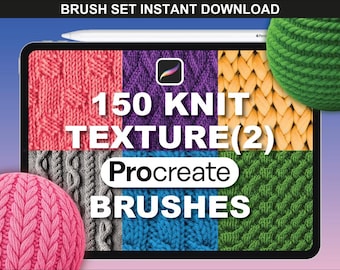 150 Procreate Texturbürsten für Strickgewebe Textilbürsten Procreate Kleiderbürsten Stoffe Strickbekleidung