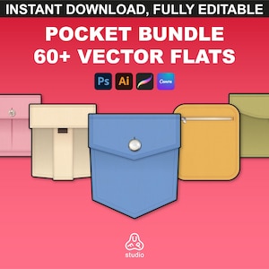 Pocket Mockups Bundle for Tech Packs | 60+ Vector Templates for Fashion Design and Apparel Mockups in Adobe Illustrator & Procreate.