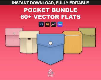 Pocket Mockups Bundle for Tech Packs | 60+ Vector Templates for Fashion Design and Apparel Mockups in Adobe Illustrator & Procreate.
