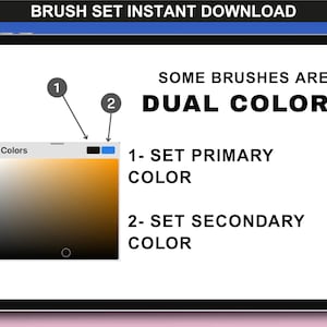 Dual color Procreate Brushes explained for fashion detailing using primary and secondary color settings by FUPstudio