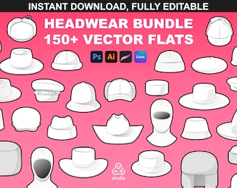 Hat Mockups Bundle | Beanie & Trucker Hat Mockups for Clothing Templates in Procreate and Adobe Illustrator, Streetwear Mockups for TechPack